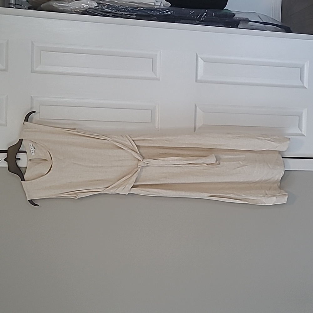 HYFVE Cream Sleevess Linen Midi Dress